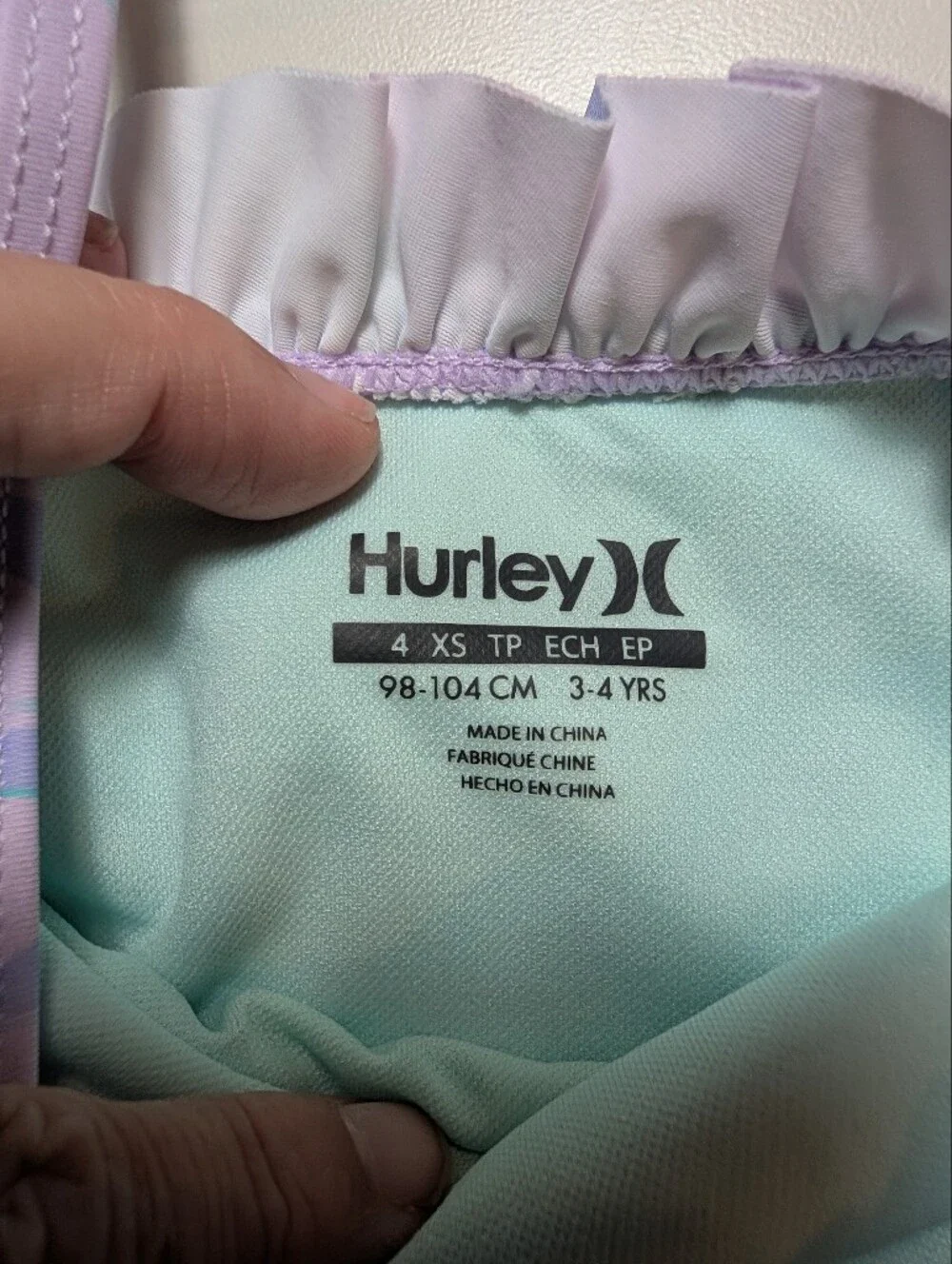 Hurley Girls' Lavender Floral Tankini Set - Purple/Aqua(Light Orchid) Size XS/4